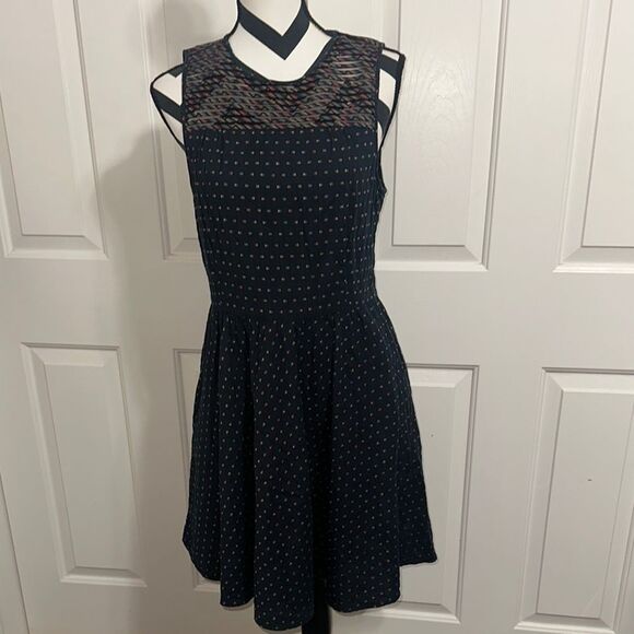 FOSSIL Blue & Multicolor Print Fit & Flare Dress - Picture 1 of 8